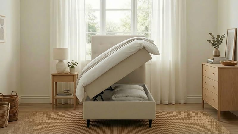 HVILA Plus Komplett Sängpaket med Förvaring 90x200 cm - Ljusbeige - Möbler - Säng - Säng med förvaring