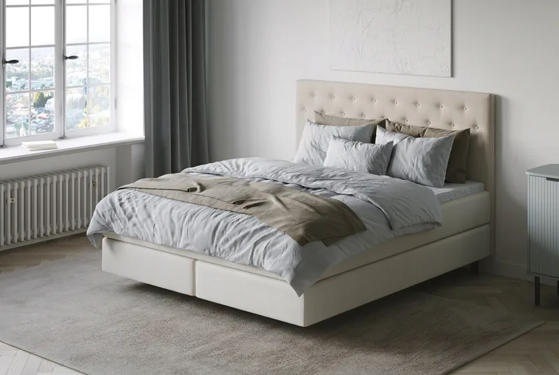 HVILA Premium Sängpaket Kontinentalsäng 180x200 cm med svävande effekt inkl. Bäddmadrass i Polyesterskum Vändbar Sommar & Vintersida och Tvättbar klädsel - Sommar & Vintersida - Möbler - Säng - Komplett sängpaket