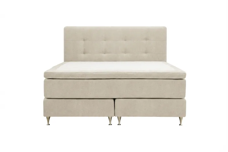 HVILA Premium Komplett Sängpaket 180x200 cm Kontinentalsäng med Sänggavel, Beige Tyg