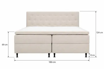 HVILA Plus Komplett Sängpaket – Kontinentalsäng 180x200 cm i Tyg med Förvaring, Sänggavel + Bäddmadrass - Ljusbeige - Möbler - Säng - Kontinentalsäng