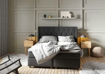 Imperia Komplett Sängpaket 210x210 cm Kontinentalsäng med gavel - Mörkgrå - Möbler - Säng - Kontinentalsäng