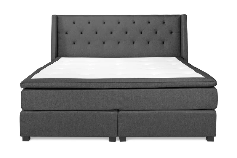 Imperia Komplett Sängpaket 210x210 cm Kontinentalsäng med gavel, Mörkgrå