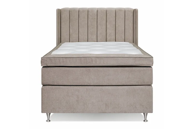 Joluma Komplett Sängpaket – Kontinentalsäng 105x200 cm i Tyg med Sänggavel + Bäddmadrass med Fasthetsgrad Medium - Beige - Möbler - Säng - Kontinentalsäng
