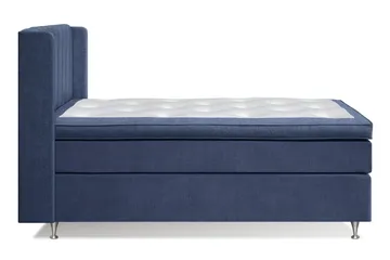 Joluma Komplett Sängpaket – Kontinentalsäng 140x200 cm i Tyg med Sänggavel + Bäddmadrass med Fasthetsgrad Medium - Mörkblå - Möbler - Säng - Kontinentalsäng