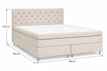 Joluma Komplett Sängpaket – Kontinentalsäng 180x200 cm i Tyg med Sänggavel + Bäddmadrass med Fast Komfort - Ljusbeige - Möbler - Säng - Kontinentalsäng