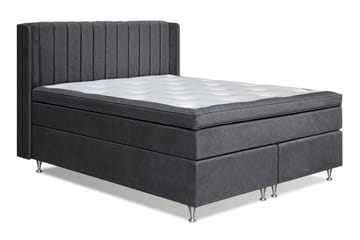 Joluma Komplett Sängpaket – Kontinentalsäng 180x200 cm i Tyg med Sänggavel + Bäddmadrass med Fasthetsgrad Fast - Mörkgrå - Möbler - Säng - Kontinentalsäng
