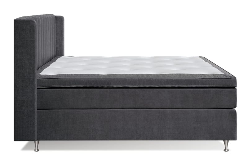 Joluma Komplett Sängpaket – Kontinentalsäng 180x200 cm i Tyg med Sänggavel + Bäddmadrass med Fasthetsgrad Fast - Mörkgrå - Möbler - Säng - Kontinentalsäng