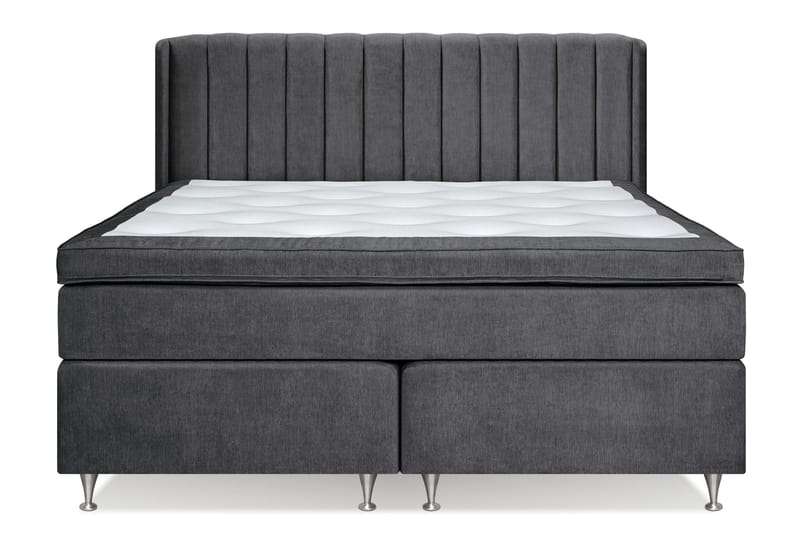 Joluma Komplett Sängpaket – Kontinentalsäng 180x200 cm i Tyg med Sänggavel + Bäddmadrass med Fasthetsgrad Fast - Mörkgrå - Möbler - Säng - Kontinentalsäng