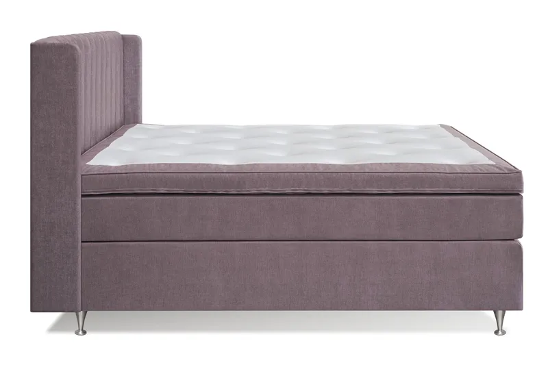 Joluma Komplett Sängpaket – Kontinentalsäng 180x200 cm i Tyg med Sänggavel + Bäddmadrass med Fasthetsgrad Fast - Mörkrosa - Möbler - Säng - Kontinentalsäng