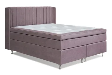 Joluma Komplett Sängpaket – Kontinentalsäng 180x200 cm i Tyg med Sänggavel + Bäddmadrass med Fasthetsgrad Fast - Mörkrosa - Möbler - Säng - Kontinentalsäng