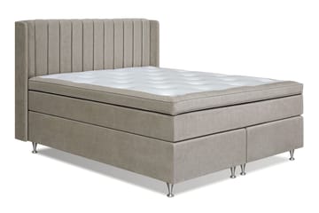 Joluma Komplett Sängpaket – Kontinentalsäng 180x200 cm i Tyg med Sänggavel + Bäddmadrass med Fasthetsgrad Fast/Medium - Beige - Möbler - Säng - Kontinentalsäng