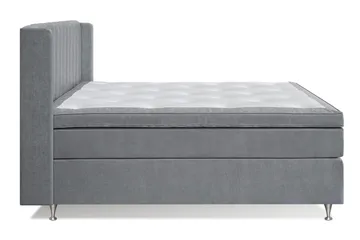 Joluma Komplett Sängpaket – Kontinentalsäng 180x200 cm i Tyg med Sänggavel + Bäddmadrass med Fasthetsgrad Fast/Medium - Grå - Möbler - Säng - Kontinentalsäng