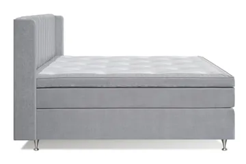 Joluma Komplett Sängpaket – Kontinentalsäng 180x200 cm i Tyg med Sänggavel + Bäddmadrass med Fasthetsgrad Fast/Medium - Ljusgrå - Möbler - Säng - Kontinentalsäng