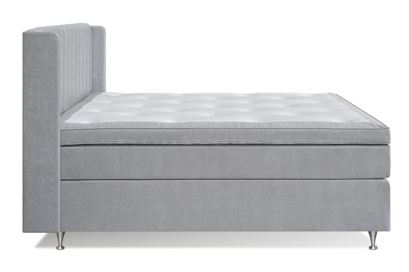 Joluma Komplett Sängpaket – Kontinentalsäng 180x200 cm i Tyg med Sänggavel + Bäddmadrass med Fasthetsgrad Fast/Medium - Ljusgrå - Möbler - Säng - Kontinentalsäng