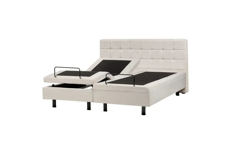 Justerbar säng Duke, Beige, svart, 160x200 cm