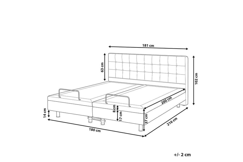 Justerbar säng Duke - Grå, svart, 180x200 cm - Möbler - Säng - Sängram & sängstomme