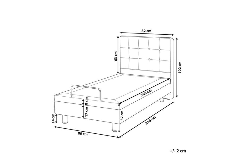 Justerbar säng Duke - Grå, svart, 80x200 cm - Möbler - Säng - Ställbar säng