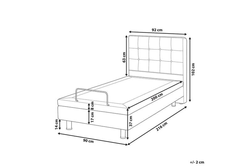 Justerbar säng Duke - Grå, svart, 90x200 cm - Möbler - Säng - Ställbar säng