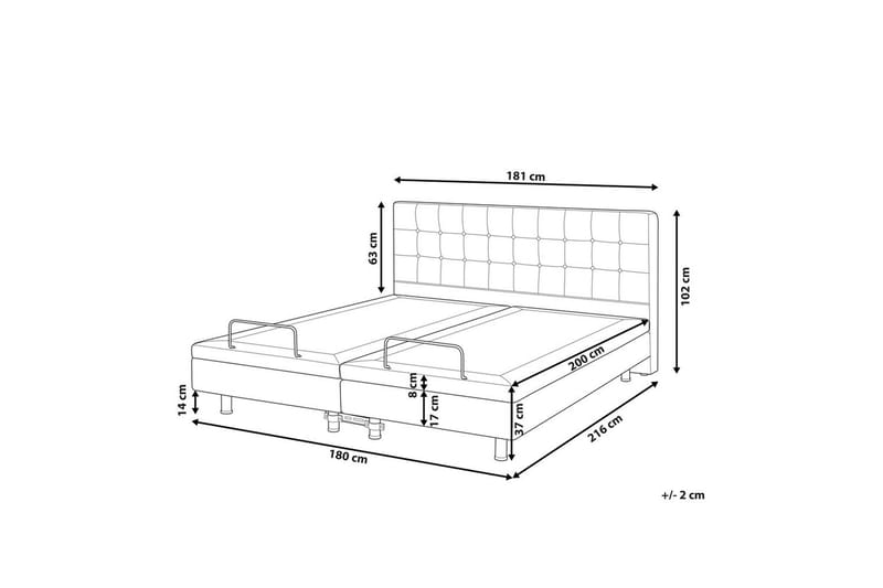 Justerbar säng Duke - Ljusbeige, 180x200 cm - Möbler - Säng - Sängram & sängstomme
