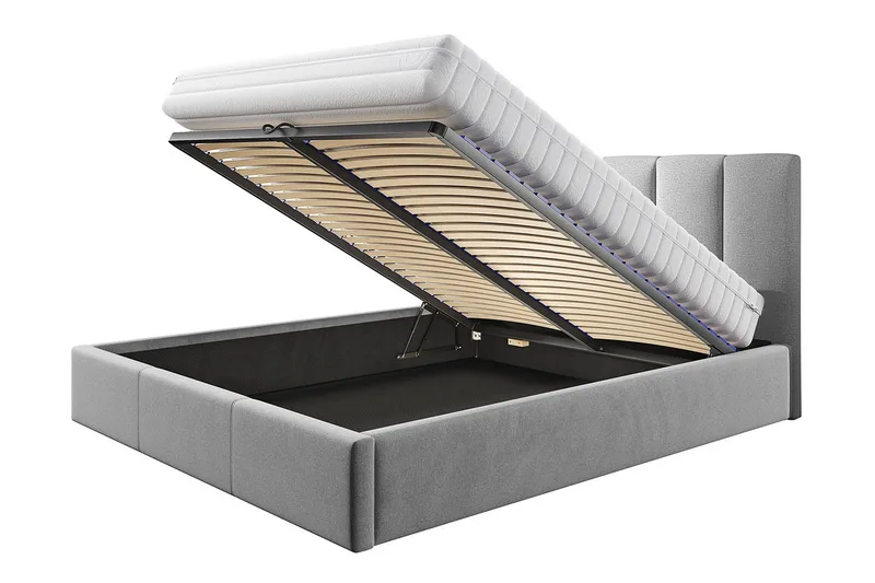 Karrouba Förvaringssäng 140x200 cm LED-belysning - Svart - Möbler - Säng - Säng med förvaring