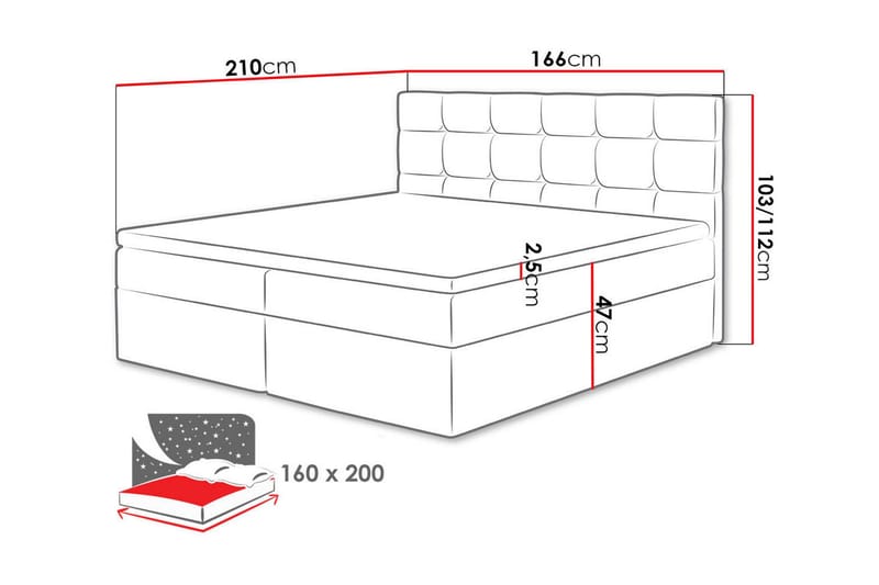 Kleiv Kontinentalsäng 160x200cm Vit  Vit - Vit - Möbler - Säng - Kontinentalsäng