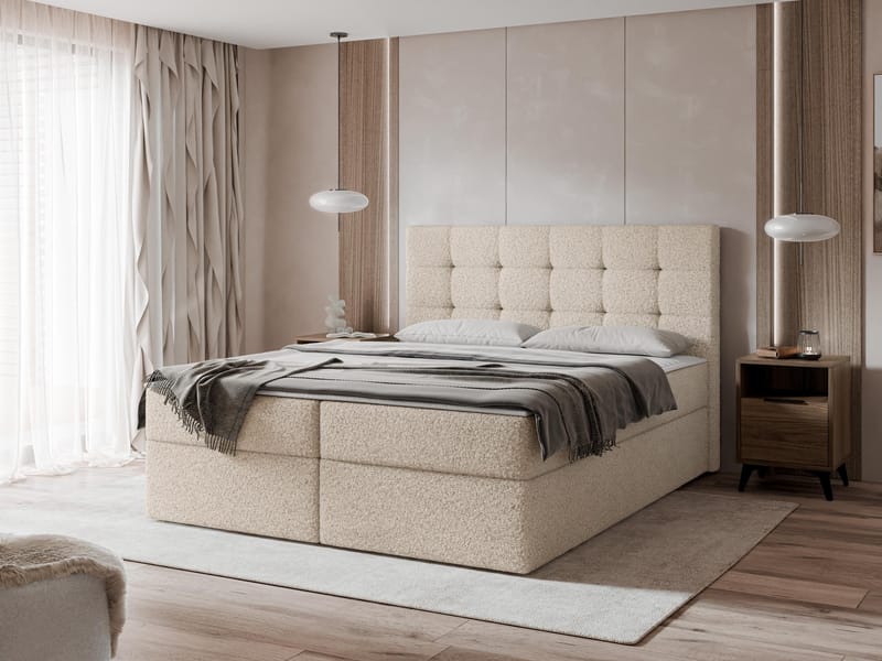 Kleiv Kontinentalsäng med förvaring 160x200 cm - beige - Möbler - Säng - Kontinentalsäng