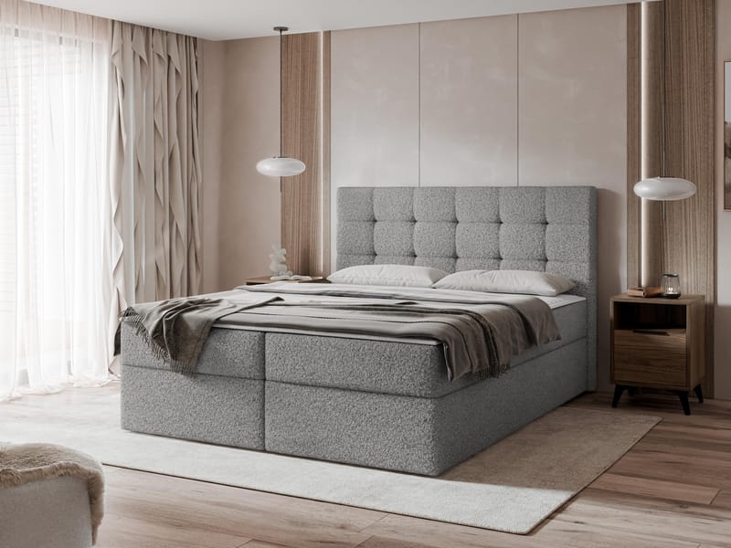 Kleiv Kontinentalsäng med förvaring 160x200 cm - grå - Möbler - Säng - Kontinentalsäng