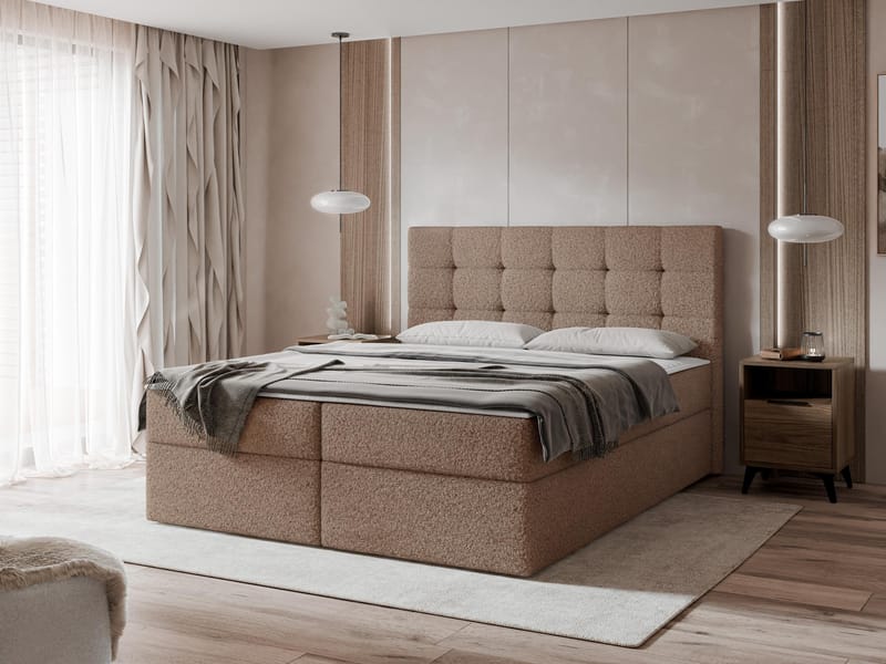 Kleiv Kontinentalsäng med förvaring 180x200 cm - brun - Möbler - Säng - Kontinentalsäng