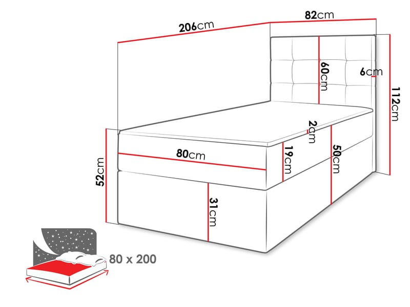 Kleiv Kontinentalsäng med förvaring 80x200 cm - beige - Möbler - Säng - Kontinentalsäng