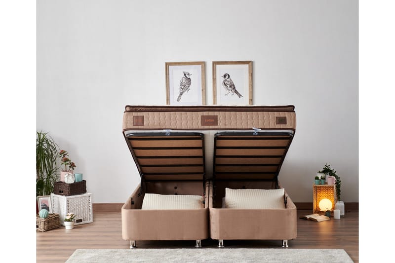 Adilen Kontinentalsäng 140x190 cm - Ljusbrun - Möbler - Säng - Säng med förvaring