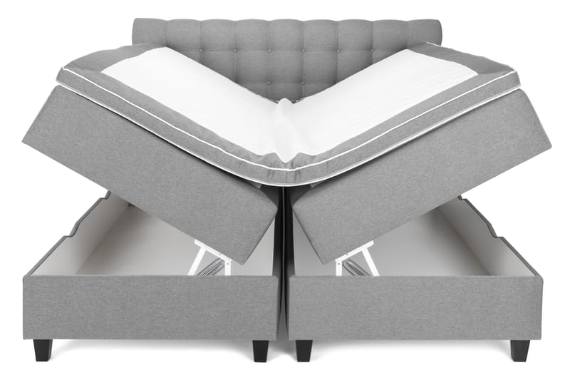 Komplett Sängpaket Boxford med Förvaring 160x200 cm - Ljusgrå (+Fler val) - Kontinentalsäng - Komplett sängpaket