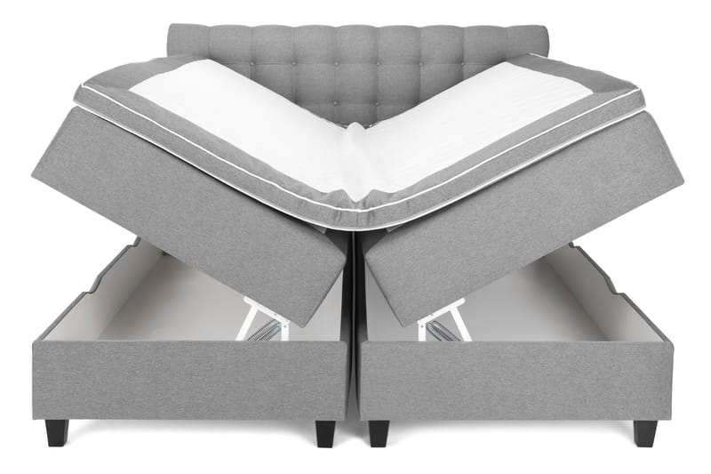 Komplett Sängpaket Boxford Säng med Förvaring 180x200 - Ljusgrå (+Fler val) - Kontinentalsäng - Komplett sängpaket