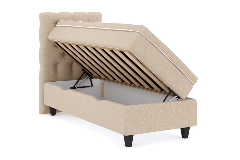 Komplett Sängpaket Boxford Säng med Förvaring 90x200 - Beige (+Fler val) - Kontinentalsäng - Enkelsäng - Komplett sängpaket