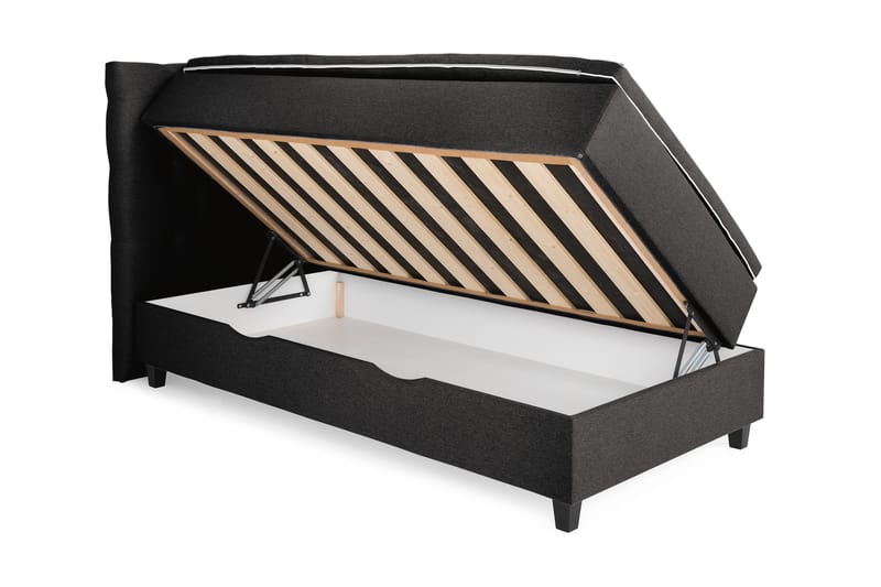 Komplett Sängpaket Boxford Säng med Förvaring 90x200 - Mörkgrå (+Fler val) - Kontinentalsäng - Dubbelsäng - Komplett sängpaket