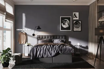 Boxy Box Bed 160x200 cm - Svart/Grå - Möbler - Säng - Säng med förvaring