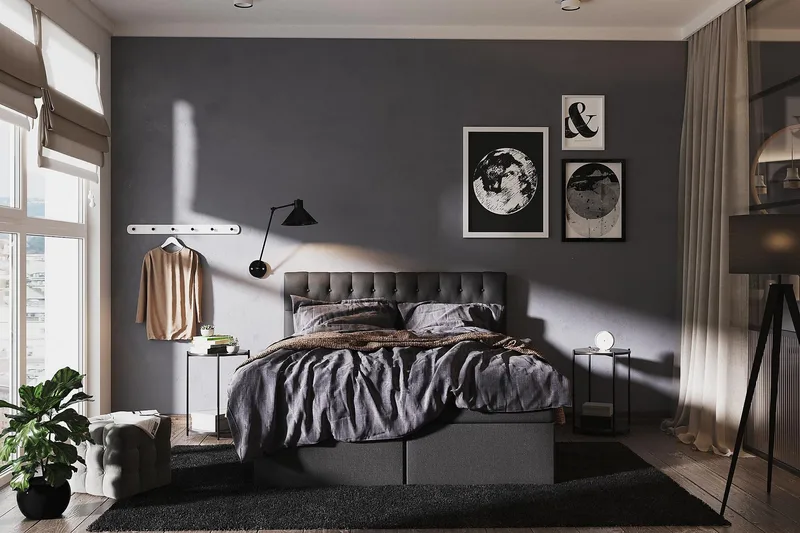 Boxy Box Bed 160x200 cm - Svart/Grå - Möbler - Säng - Säng med förvaring