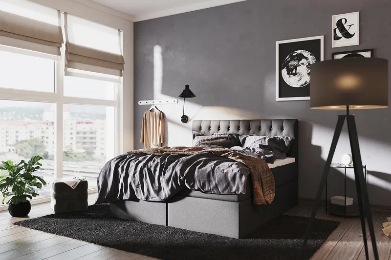 Boxy Box Bed 160x200 cm - Svart/Grå - Möbler - Säng - Säng med förvaring