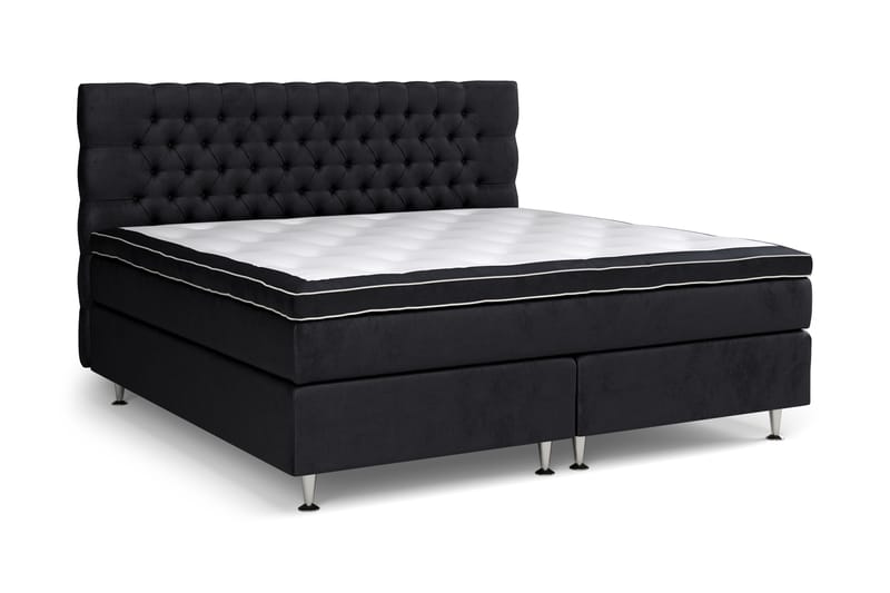 Celine Kontinentalsäng 210x210 cm Utan sänggavel Fasthetsgrad Fast Skummadrass - Svart / Sammet - Möbler - Säng - Kontinentalsäng
