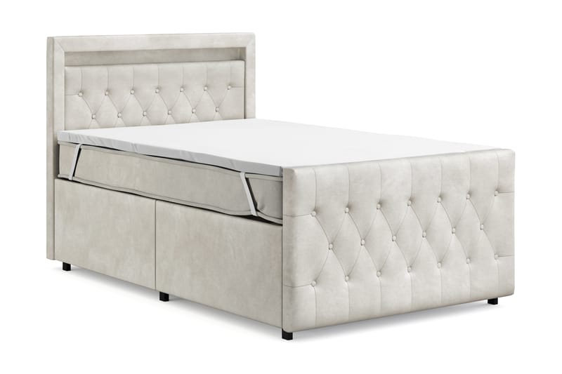Komplett Sängpaket Celio Light 120x200 med Fövaring LED-belysning - Beige - Möbler - Säng - Kontinentalsäng