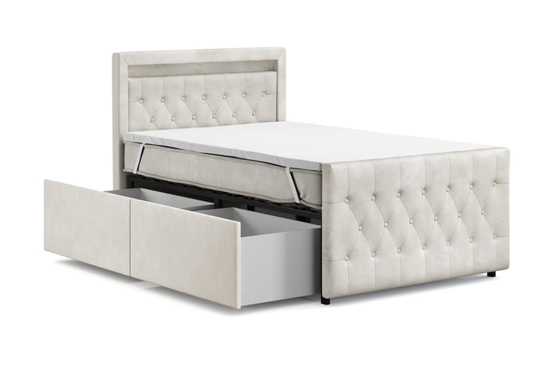 Komplett Sängpaket Celio Light 120x200 med Fövaring LED-belysning - Beige - Möbler - Säng - Kontinentalsäng