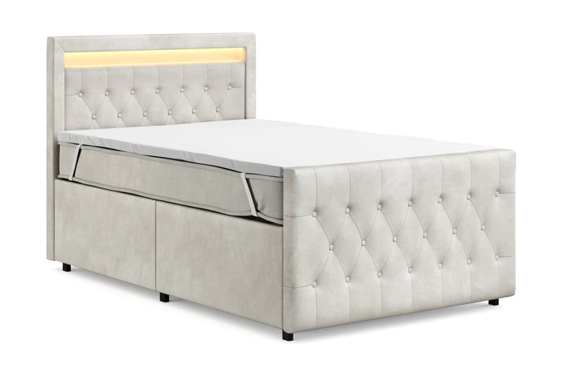 Komplett Sängpaket Celio Light 120x200 med Fövaring LED-belysning - Beige - Möbler - Säng - Kontinentalsäng