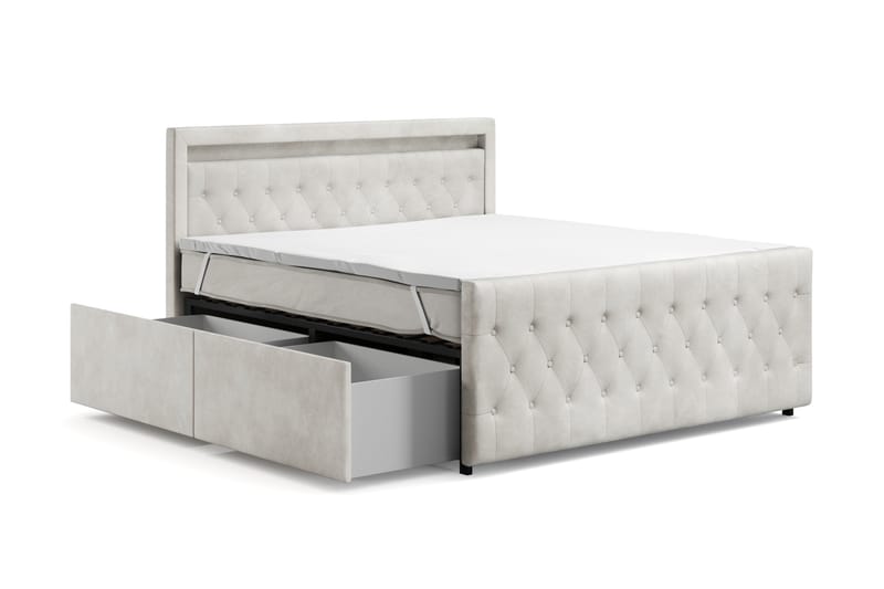 Komplett Sängpaket Celio Light 180x200 med Fövaring LED-belysning - Beige - Möbler - Säng - Kontinentalsäng