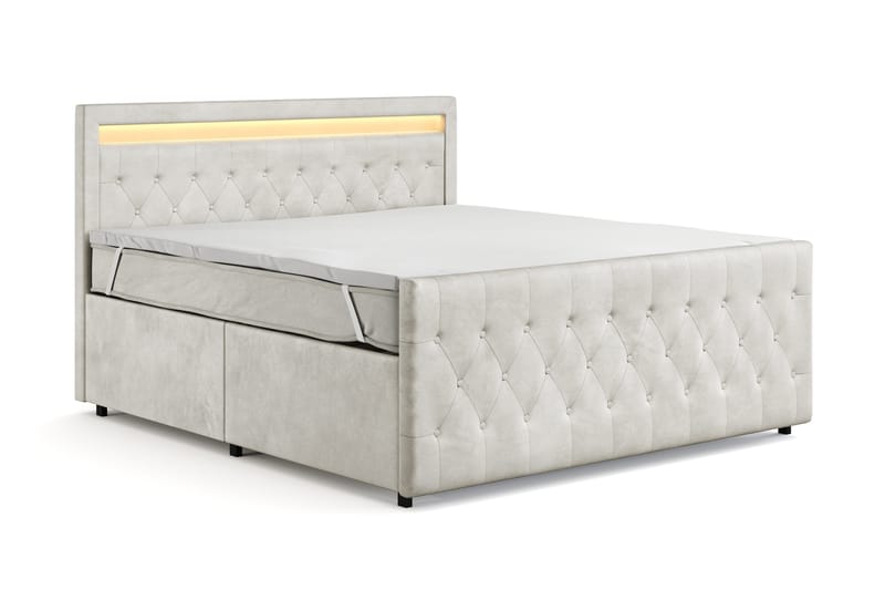 Komplett Sängpaket Celio Light 180x200 med Fövaring LED-belysning - Beige - Möbler - Säng - Kontinentalsäng
