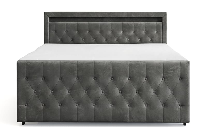 Komplett Sängpaket Celio Light 180x200 med Fövaring LED-belysning - Grå - Möbler - Säng - Kontinentalsäng
