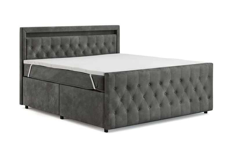 Komplett Sängpaket Celio Light 180x200 med Fövaring LED-belysning - Grå - Möbler - Säng - Kontinentalsäng