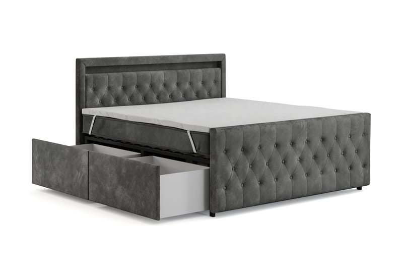 Komplett Sängpaket Celio Light 180x200 med Fövaring LED-belysning - Grå - Möbler - Säng - Kontinentalsäng