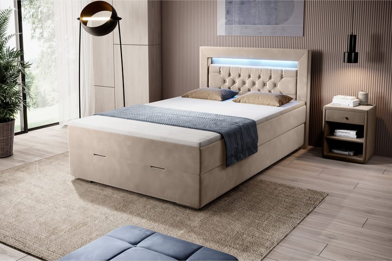 Celio Sängpaket med förvaring 120x200 - Beige - Säng med förvaring - Komplett s�ängpaket