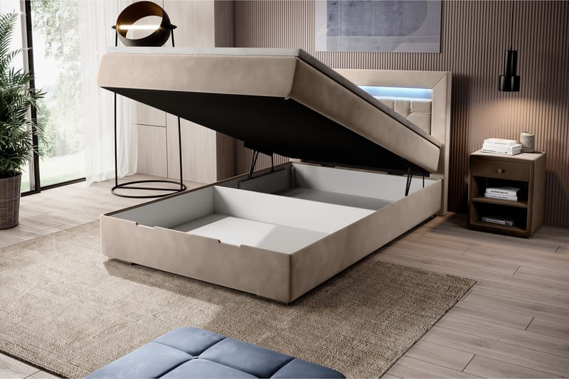 Celio Sängpaket med förvaring 120x200 - Beige - Säng med förvaring - Komplett sängpaket