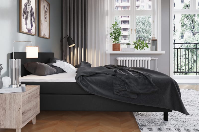 Charm Komplett Sängpaket 120x200 cm med sänggavel medelfast - Svart - Möbler - Säng - Kontinentalsäng
