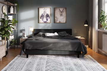 Charm Komplett Sängpaket 160x200 cm Kontinentalsäng med gavel - Svart - Möbler - Säng - Kontinentalsäng
